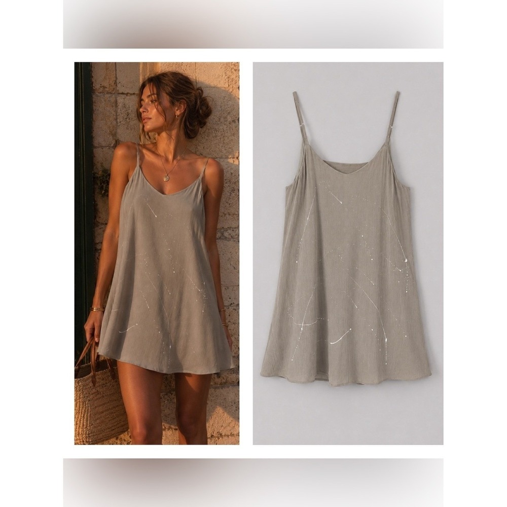 Addie Paint Splatter Swing Tank Dress Large Bohemian Coastal Romantic Feminine